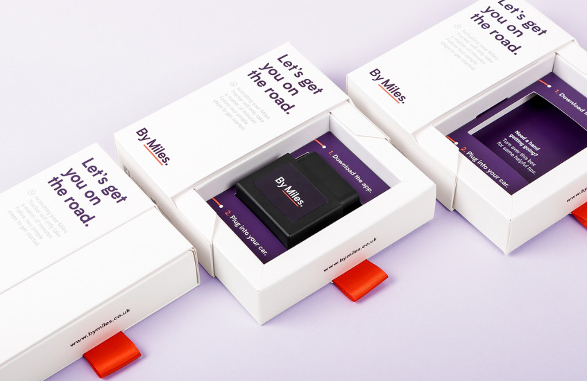 By Miles - Car Insurance Tracker — Packaging designed for the smart pay-per-mile car insurance tracker.