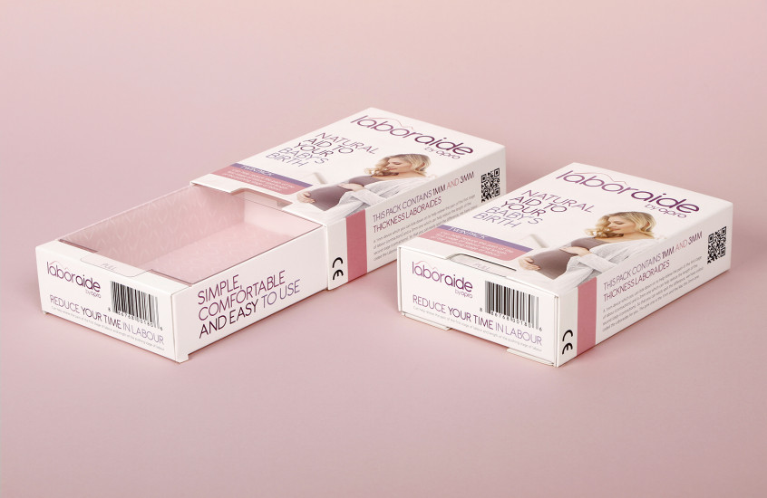 Opro - Laboraide — Retail packaging for Opro's natural birth aide device.